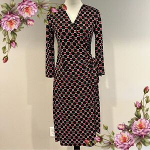 Reneec. Polka Dot long sleeve Wrap Dress size small